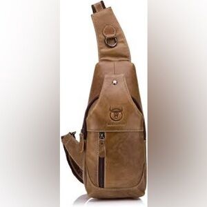 Men's Brown Leather Messenger Bag